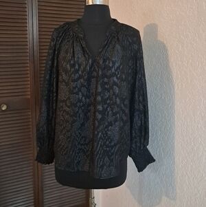 Veronica M Black Metallic Jacquard Blouse